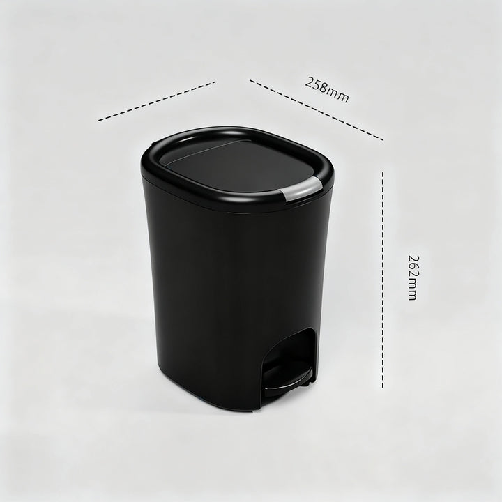 Plastic trash can with foot pedal and lid