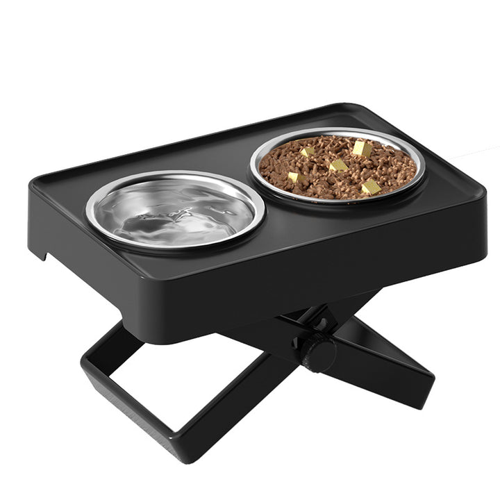 Raised double bowl made of stainless steel for large dogs
