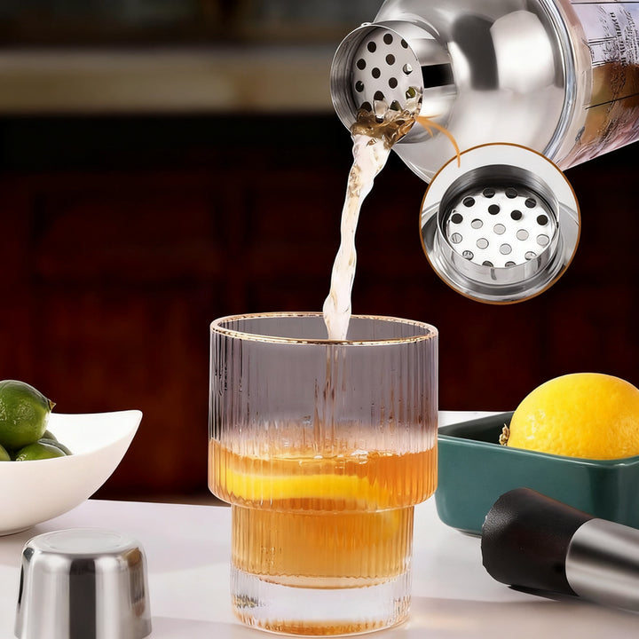 Cocktail Shaker Set with Glass and Accessories