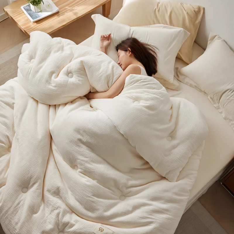 Cotton blanket with soy fiber, double-layered