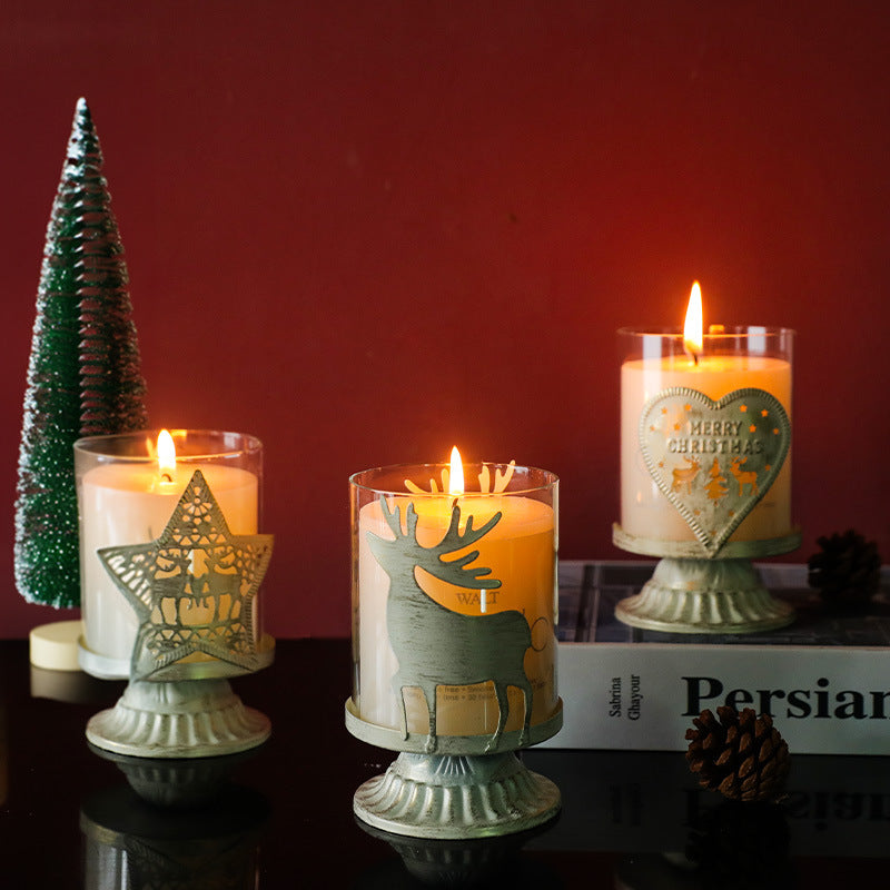 Candle holder made of iron and glass, European style