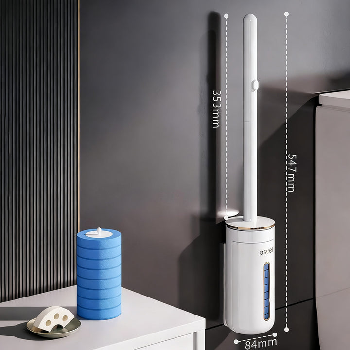 Disposable toilet brush with interchangeable sponge heads