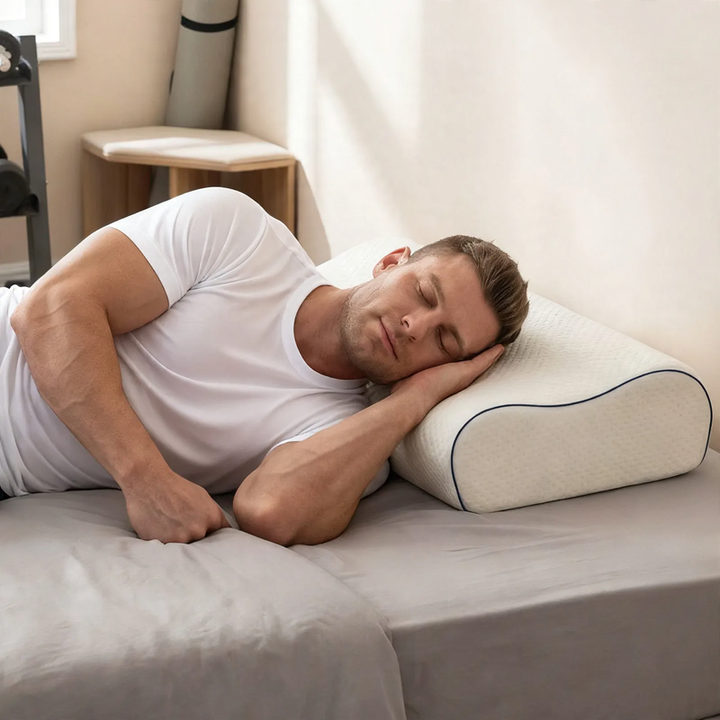 Neck support pillow made of memory foam, wave profile