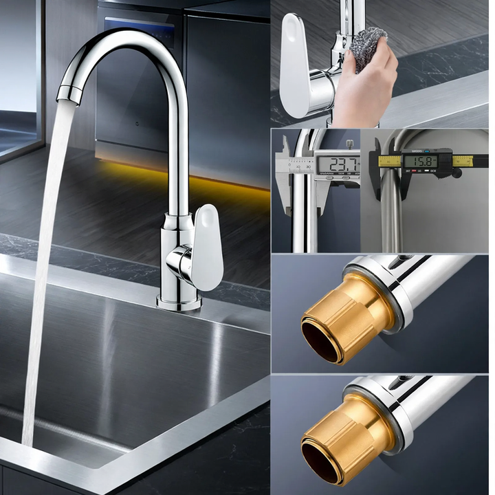 Kitchen mixer with universal joint and pressure compensation