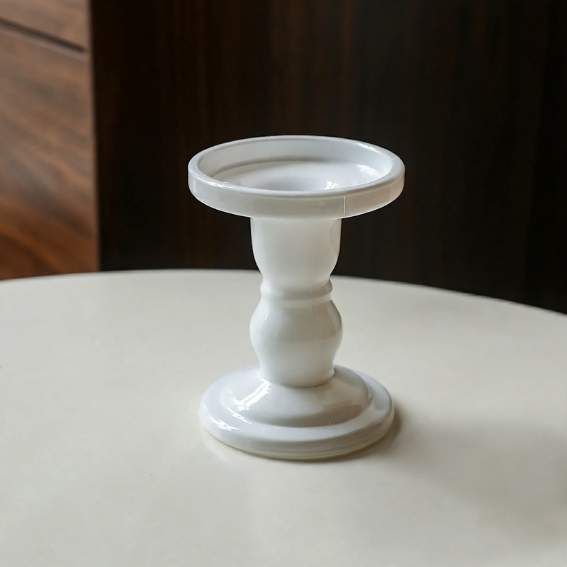 Glass candle tray with pillar base, modern
