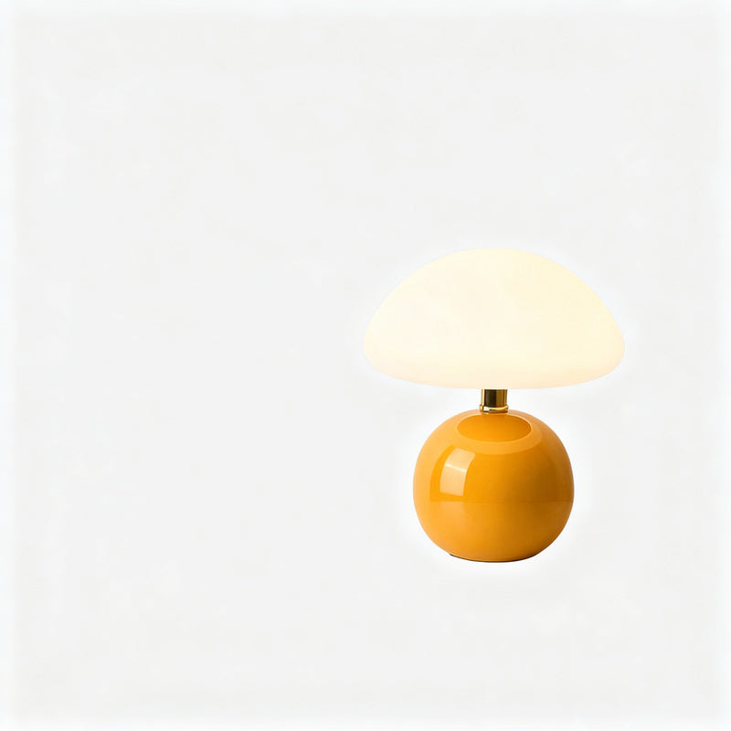 Mushroom table lamp with ceramic base, USB-powered