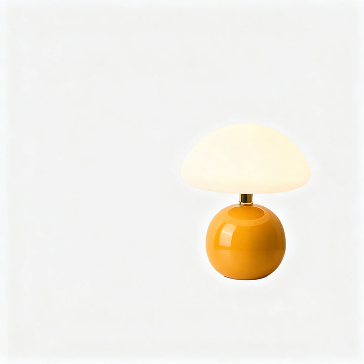 Mushroom table lamp with ceramic base, USB-powered