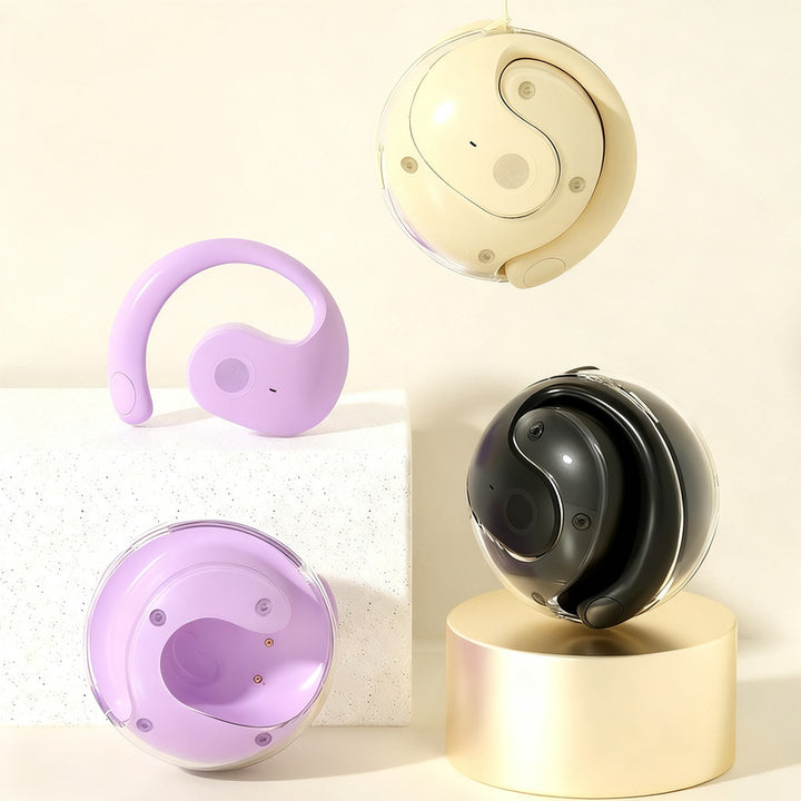 Bluetooth earbuds, open-ear design, sporty