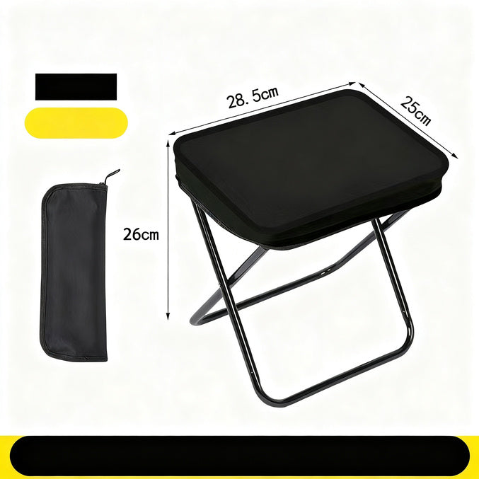 Foldable camping stool, triangular, steel frame