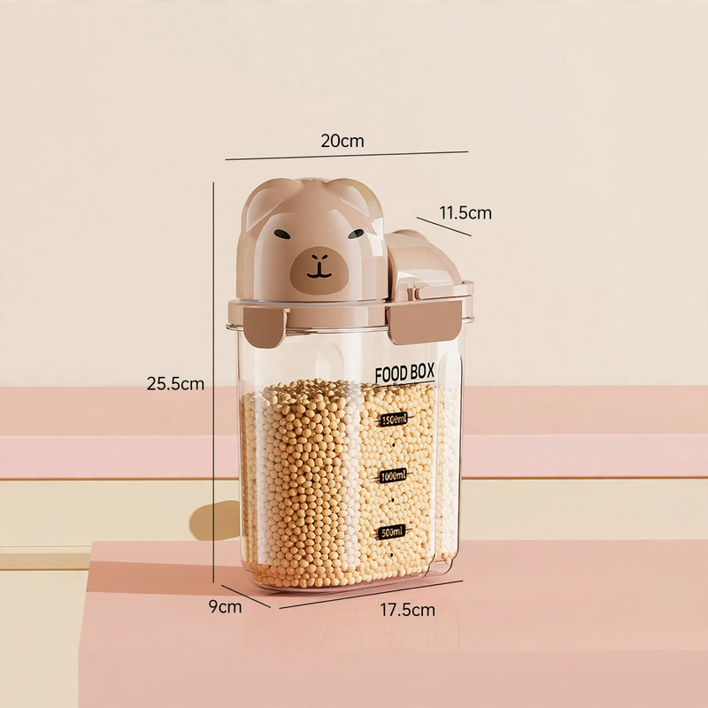 Plastic storage container with lid, transparent