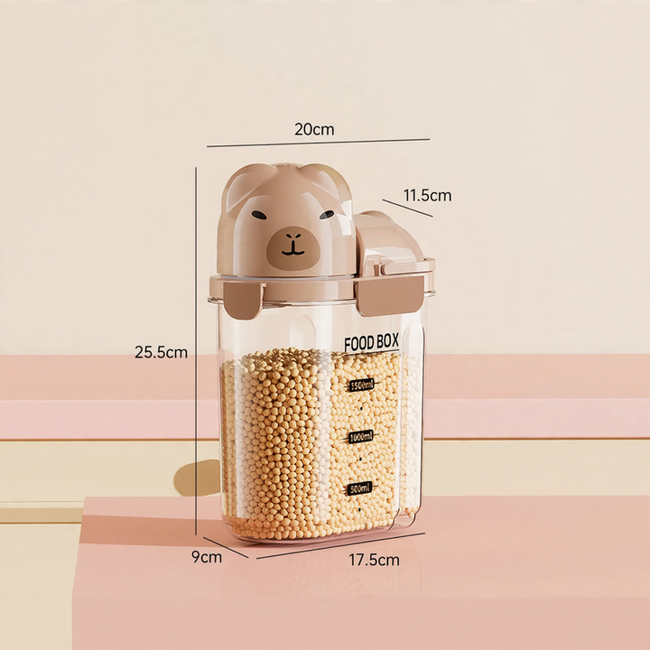 Plastic storage container with lid, transparent
