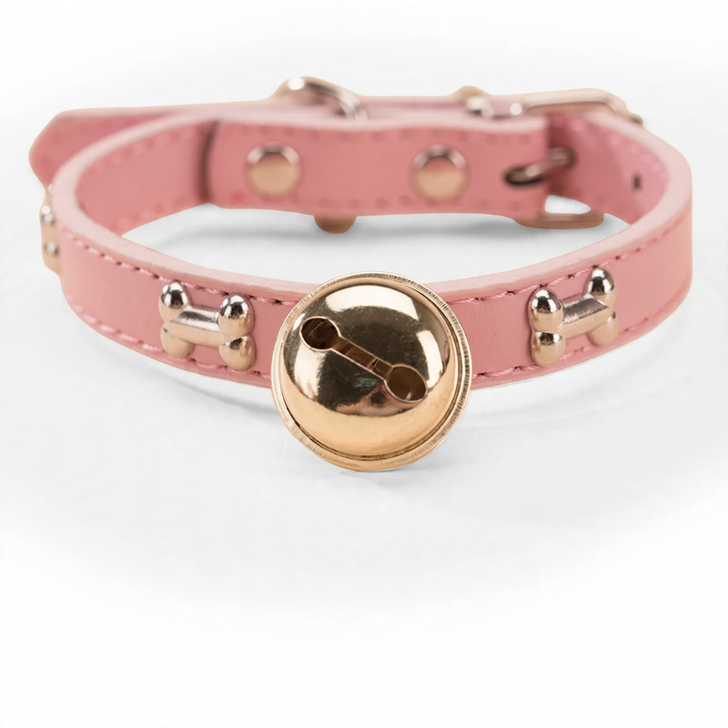 PU-Collar with Paw and Bone Design and Bell