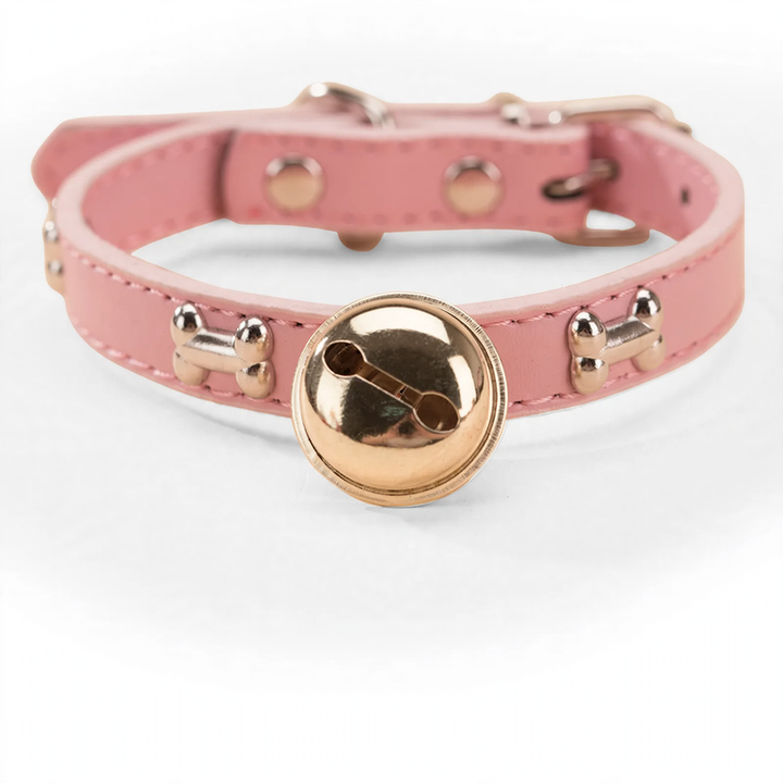 PU-Collar with Paw and Bone Design and Bell