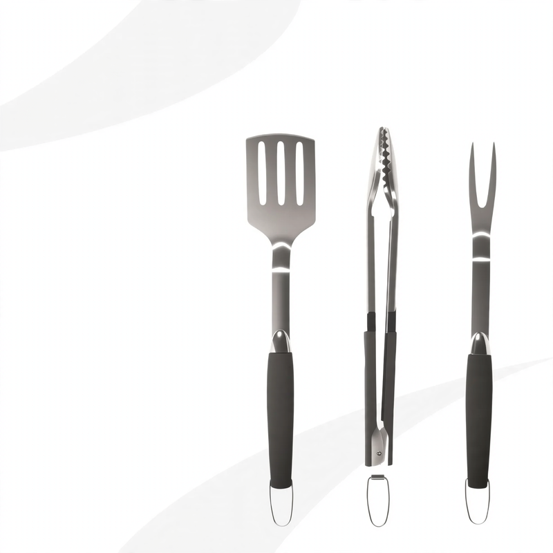 3-piece stainless steel grill tool set