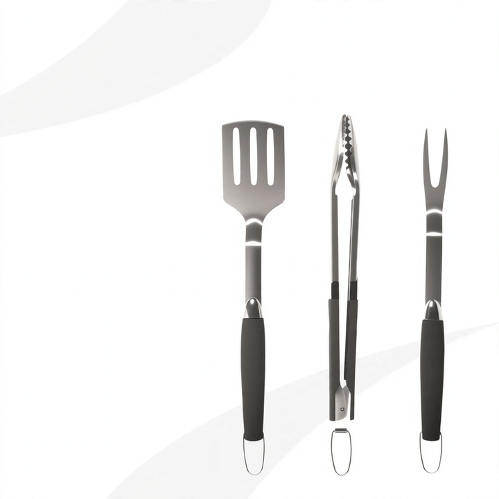 3-piece stainless steel grill tool set