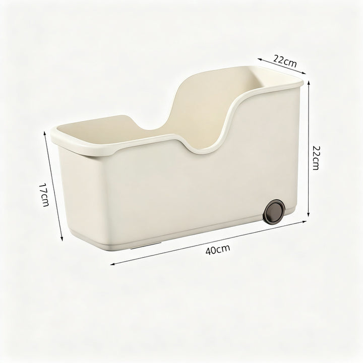 Plastic storage box with wheels