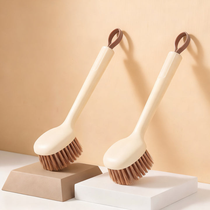 Long handle pot brush, scratch-resistant