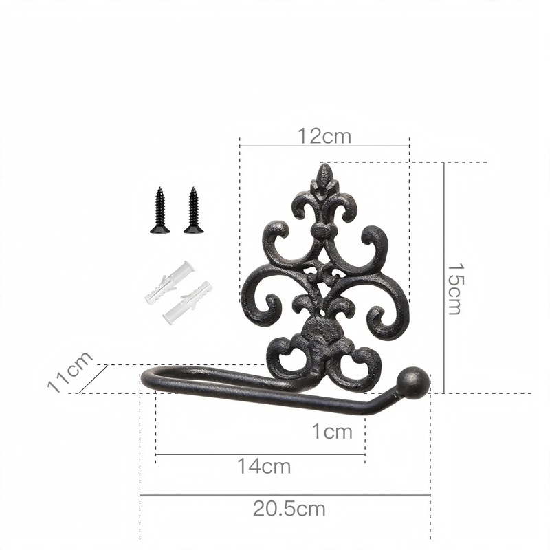 Cast iron towel ring, vintage style, black