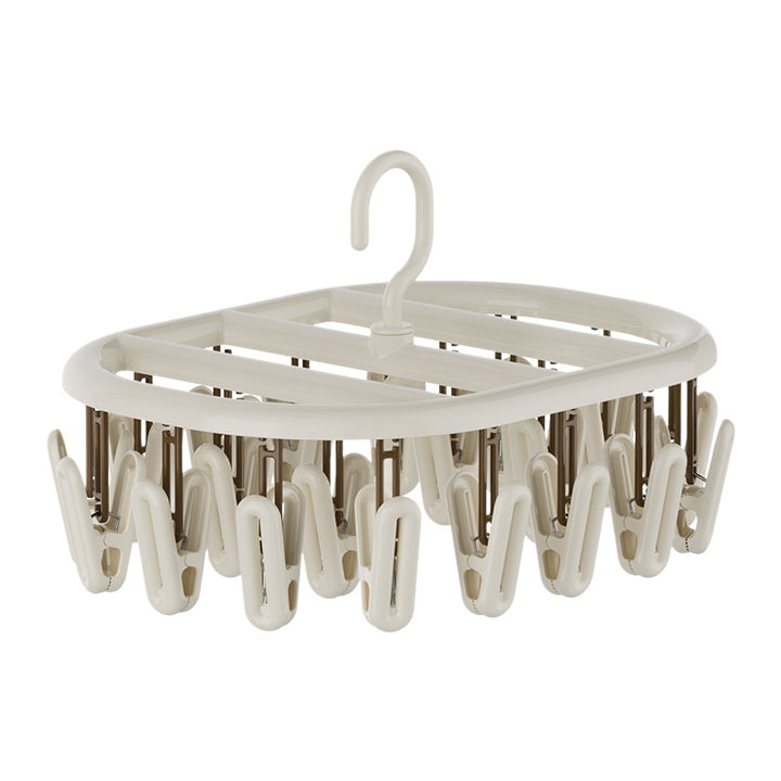 Clothes drying rack with multiple clips for hanging