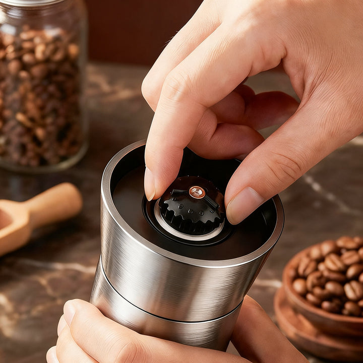 Stainless steel pepper mill with ceramic grinder
