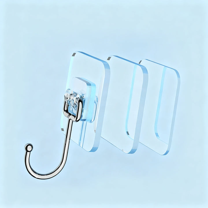 Transparent adhesive hooks made of PVC, load-bearing