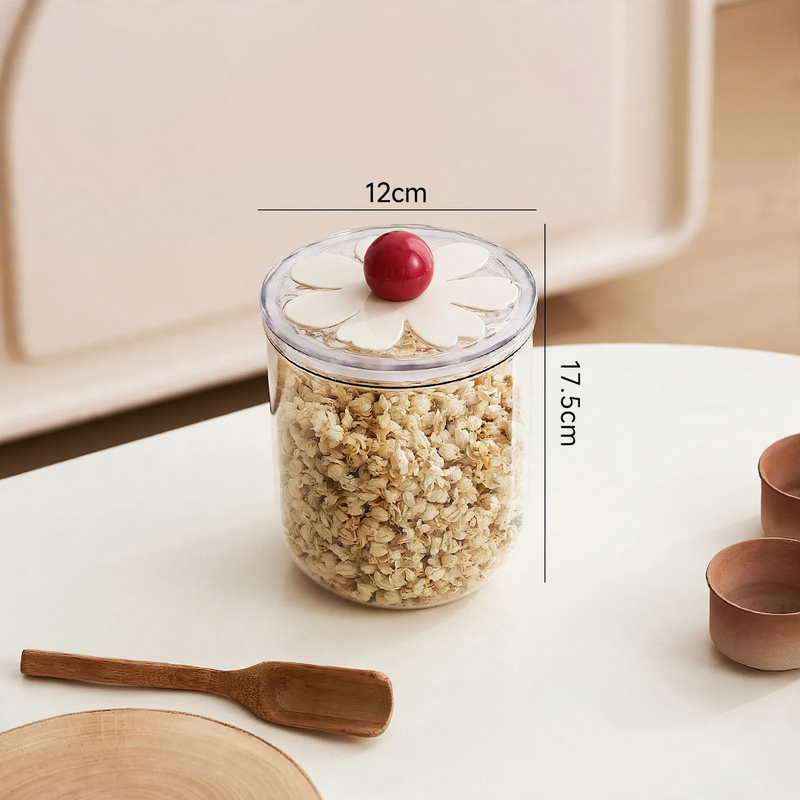 Plastic storage container, round, transparent