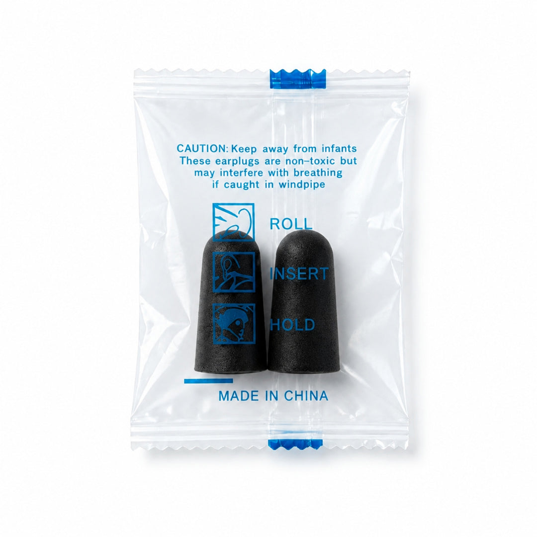 Foam ear plugs, spherical shape, 25×12 mm