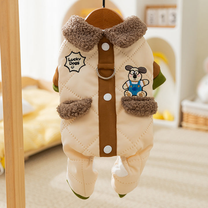 Winter jacket for small dogs with pockets and leash