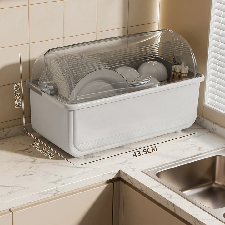 Plastic dish rack with cover