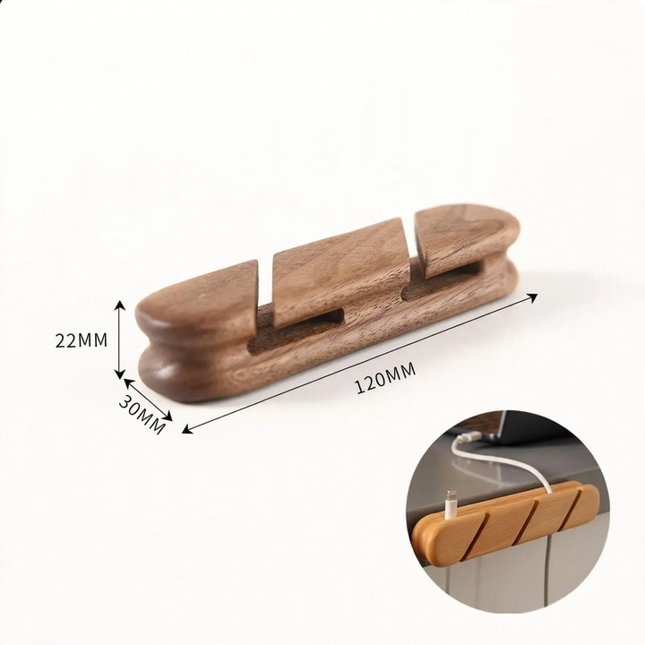 Wood cable organizer with slots