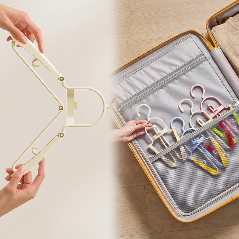 Foldable clothes hanger, portable and space-saving
