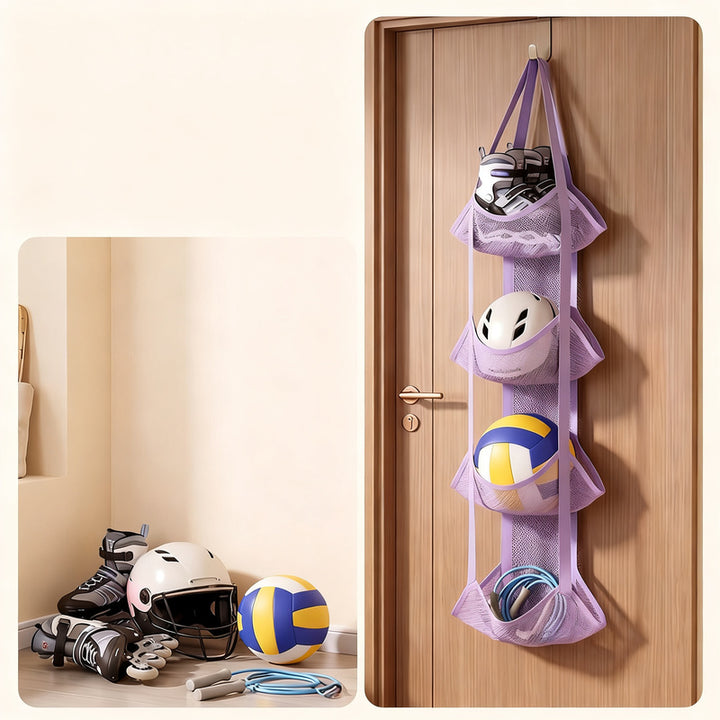 Wall-mounted storage bag for balls and toys