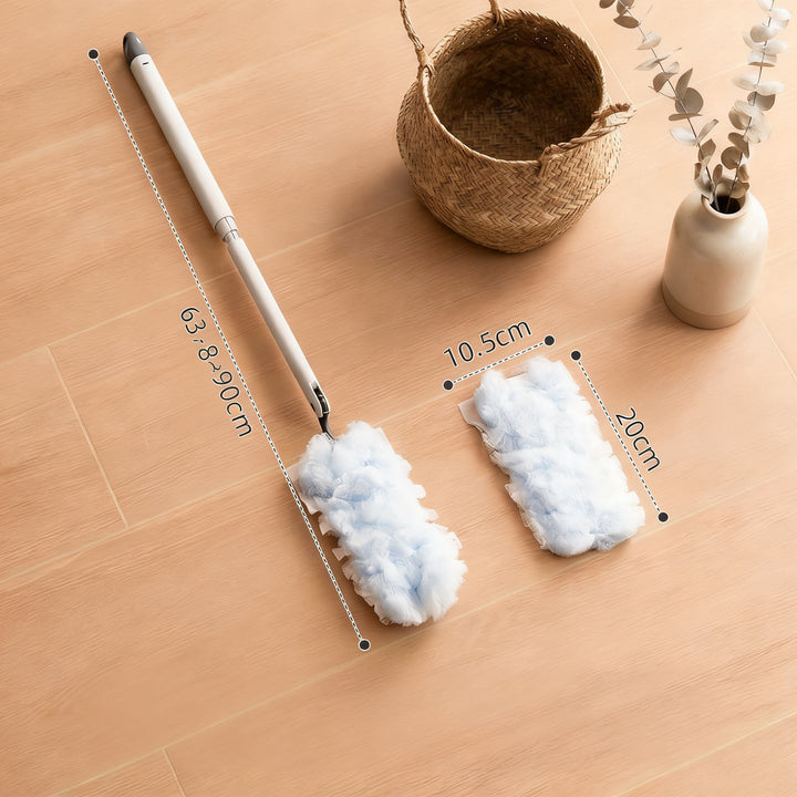 Telescopic dust duster with interchangeable brushes