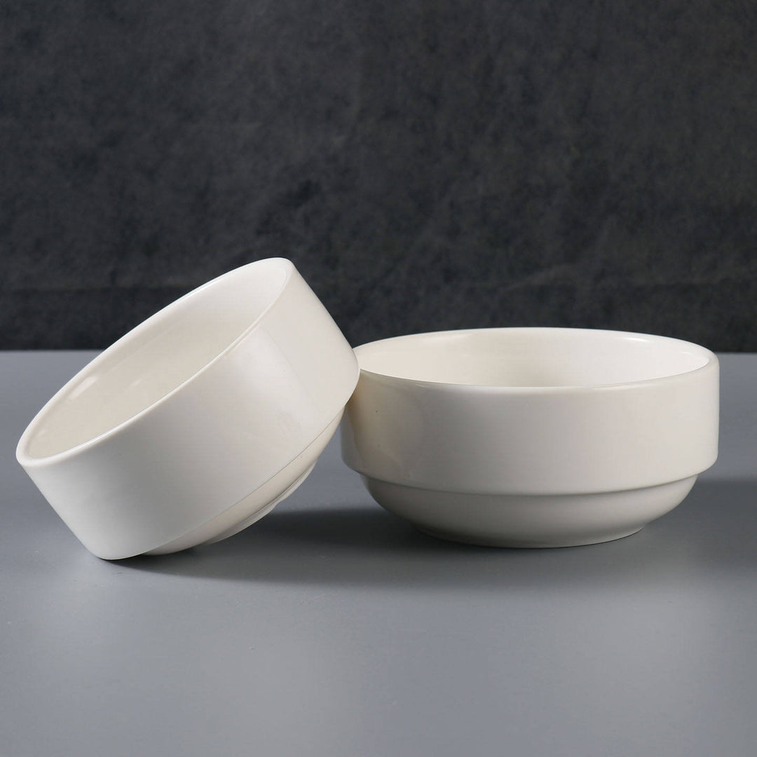 Ceramic soup bowl, round, white