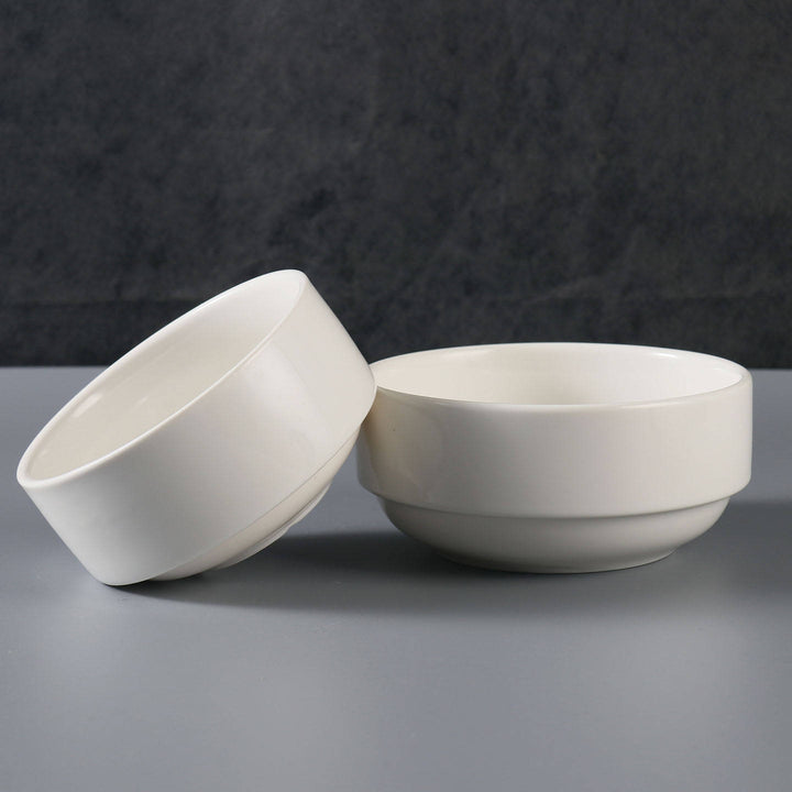 Ceramic soup bowl, round, white