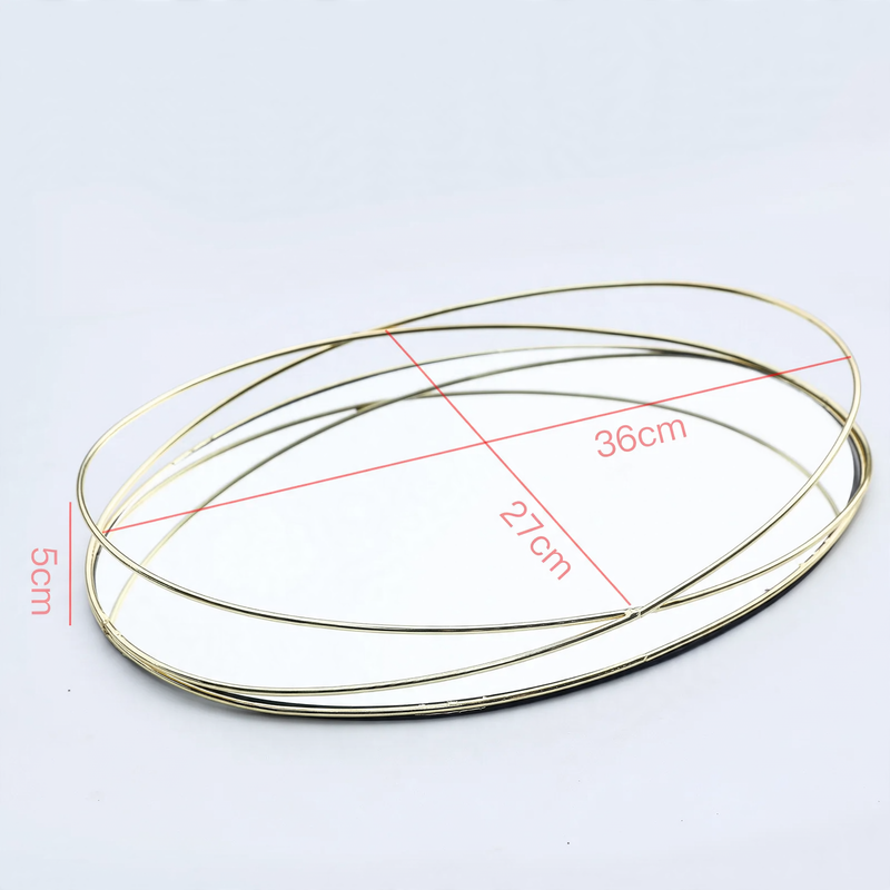 Metal mirror tray, silver, geometric