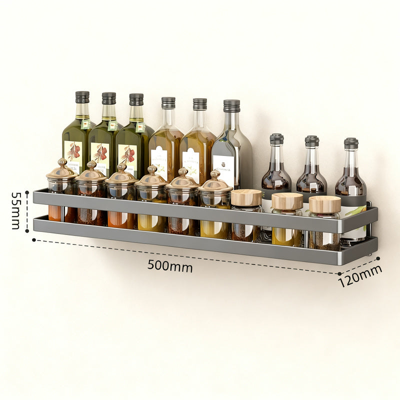 Wall-mounted kitchen shelf made of aluminum