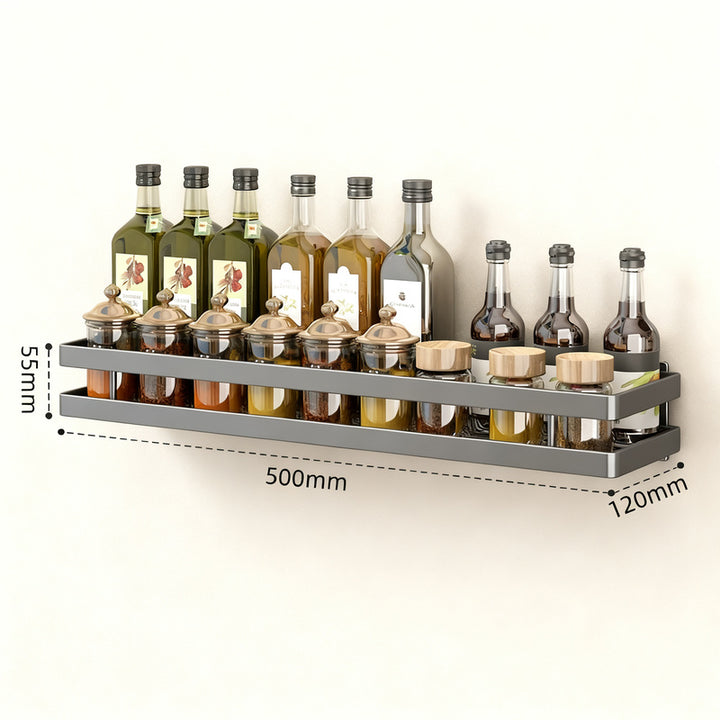 Wall-mounted kitchen shelf made of aluminum