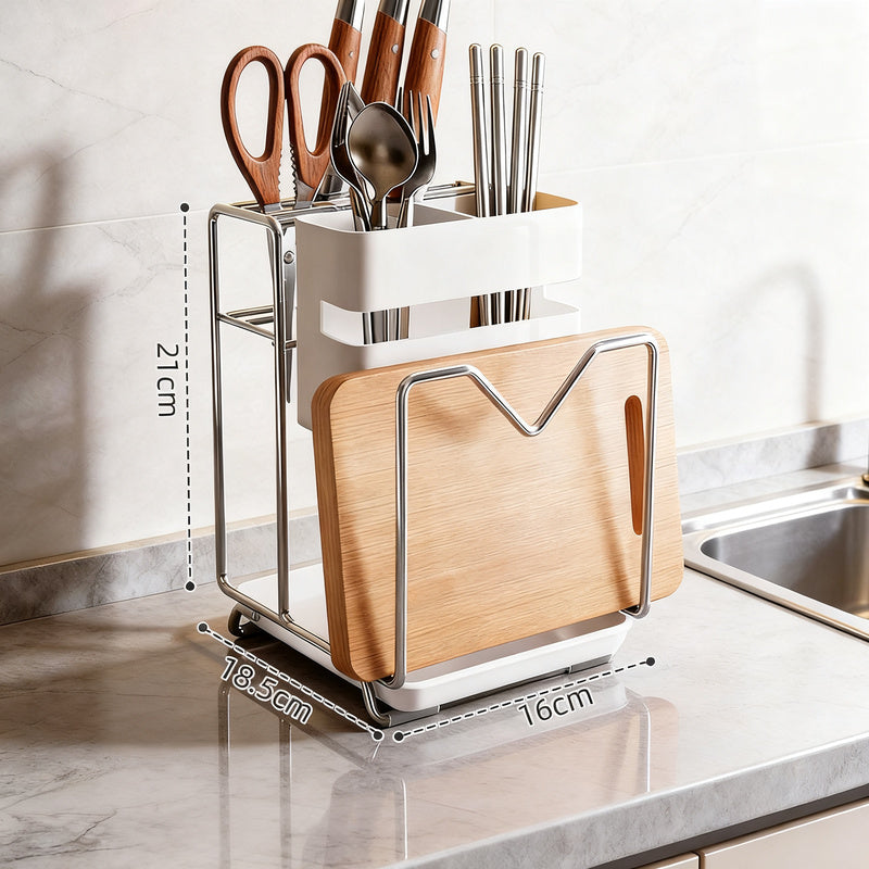 Multifunctional knife block set with catch tray