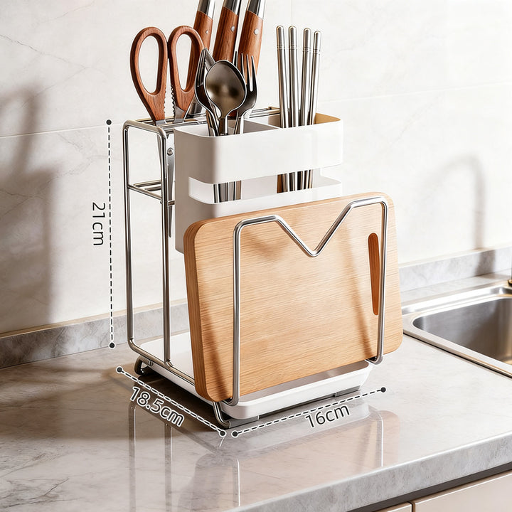 Multifunctional knife block set with catch tray