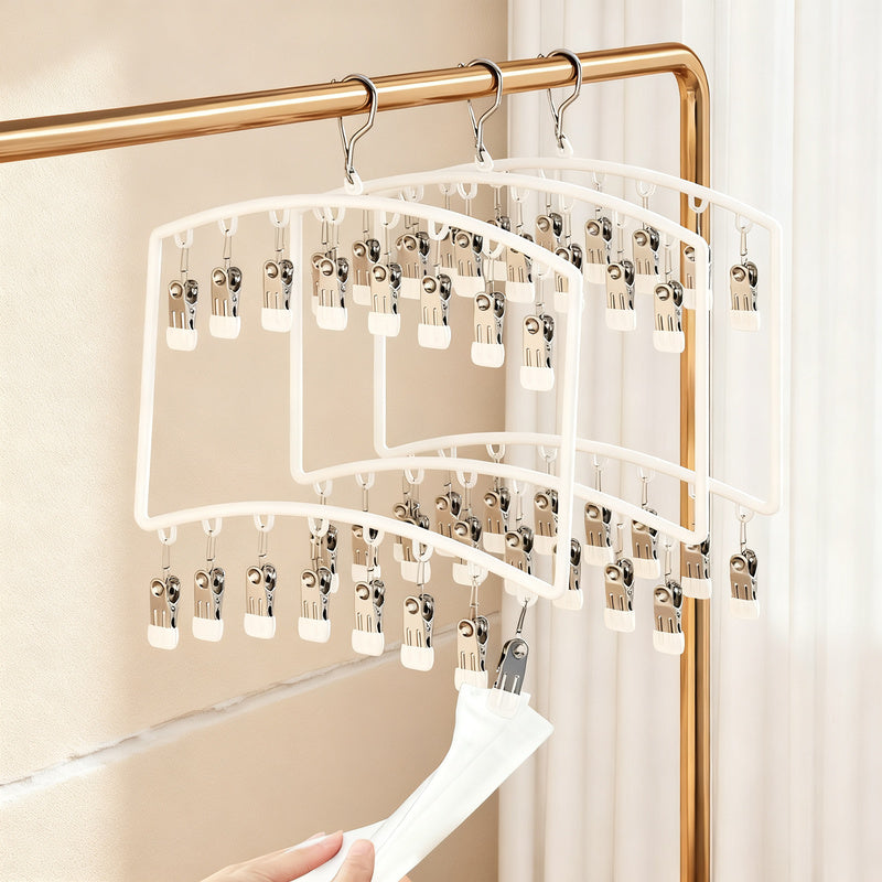 Clothes drying rack with clips for children