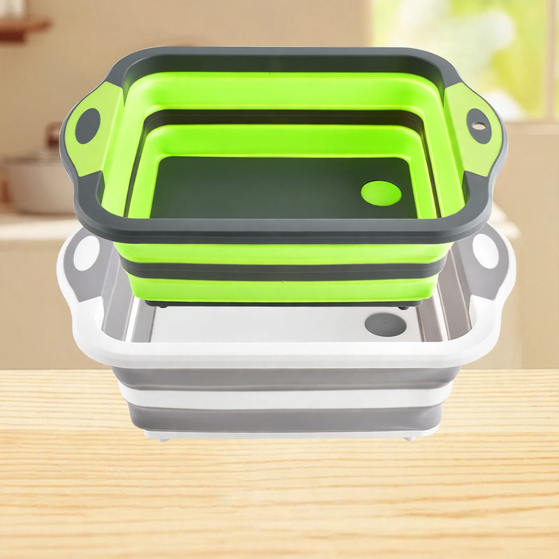 Folding vegetable bowl with strainer