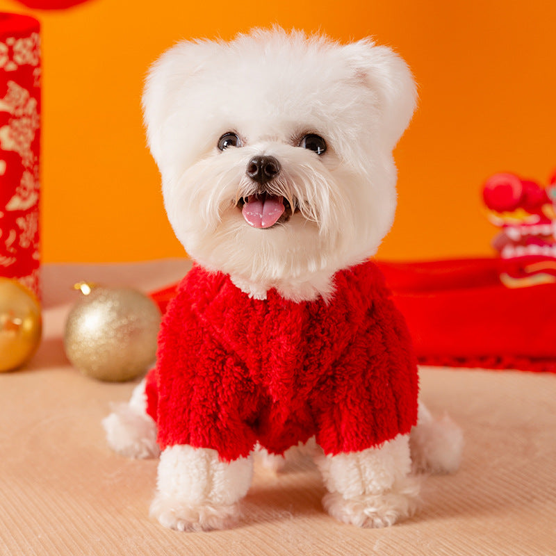 Four-legged fleece jacket for small dogs