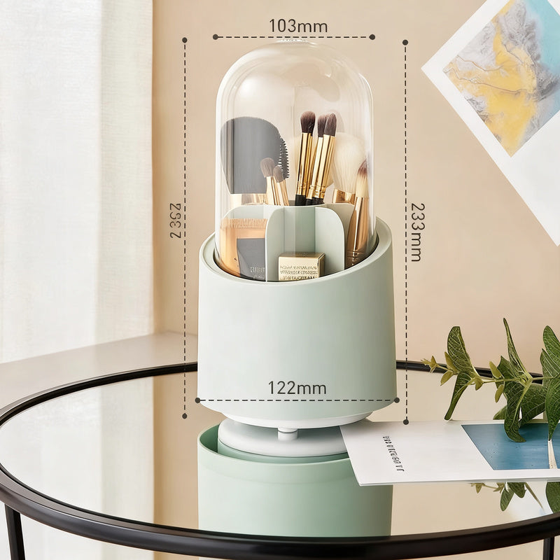 Rotatable cosmetic organizer with lid