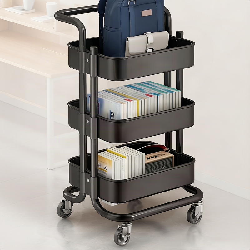 Mobile bookshelf with wheels, collapsible
