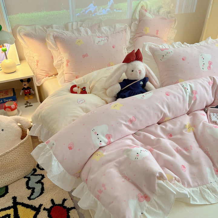 Cotton bedding with cartoon motifs, 4-piece