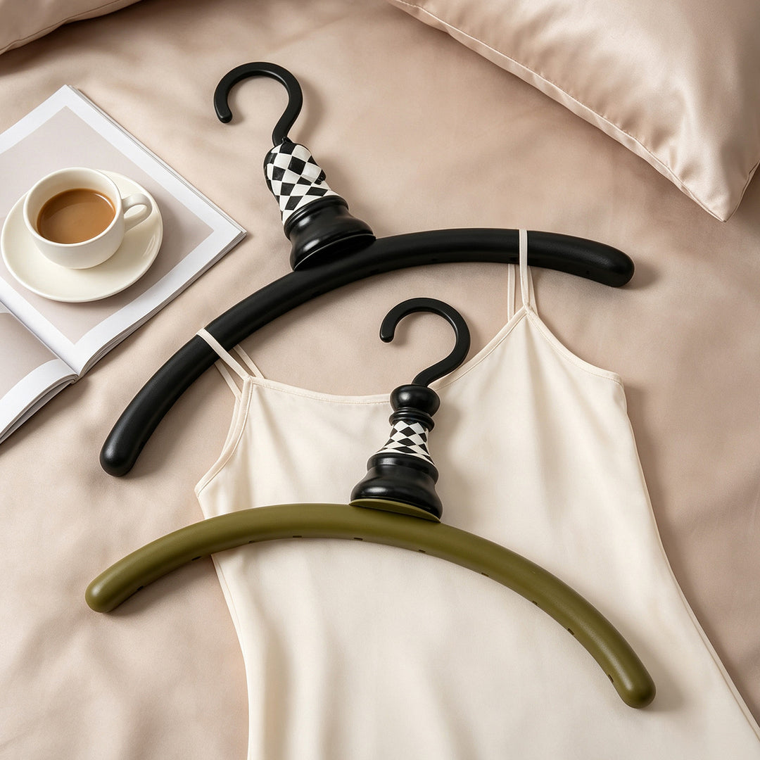 Clothes hanger, arched, checkerboard pattern