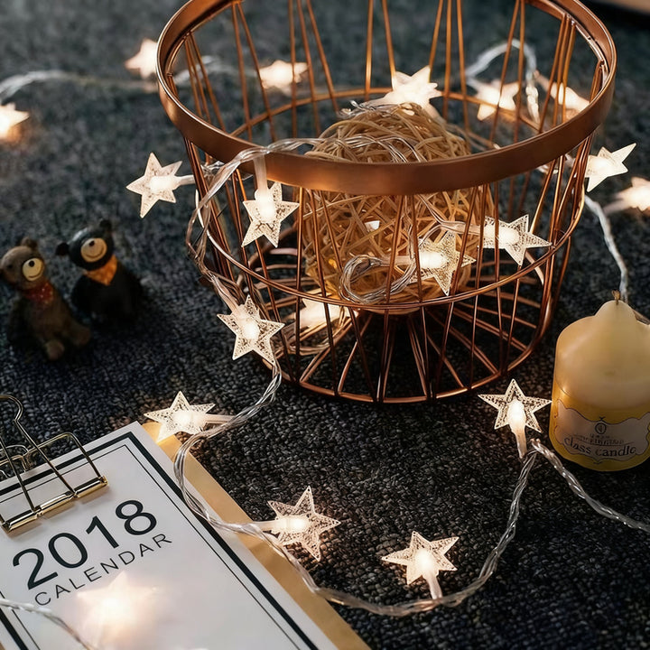 LED string lights with stars, 40×40 mm, model RK8005