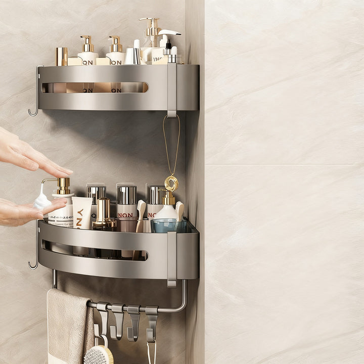 Bathroom corner shelf made of stainless steel and aluminum