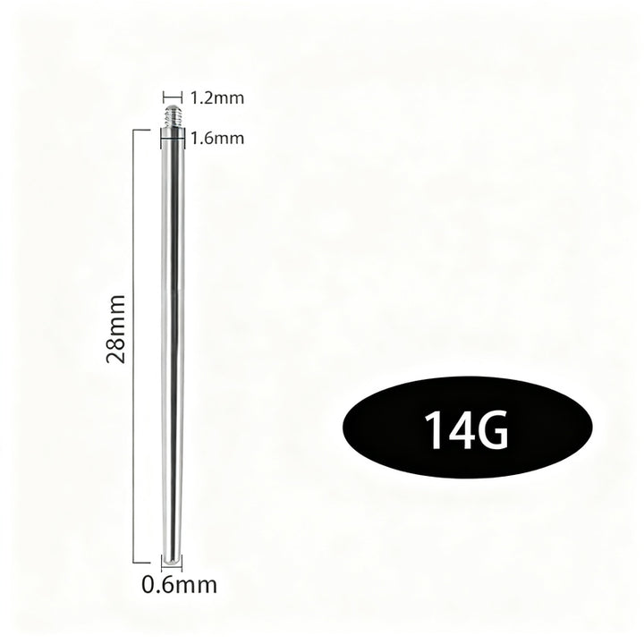 Titan-Piercing rod, flat base, internal thread